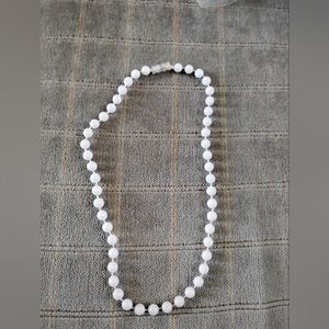 Elegant White Plastic Beads Necklace For Girls